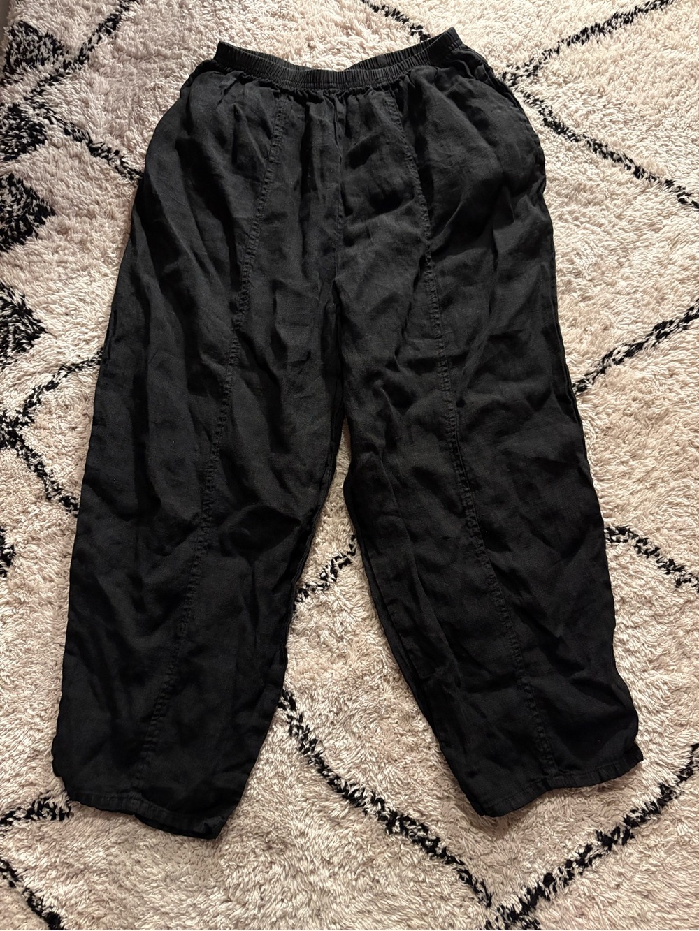 VTG 90s Tom Tom Berkeley Solid Black Linen Pants